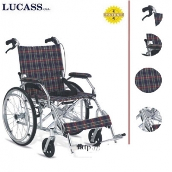 Xe lăn siêu nhẹ hợp kim nhôm Cao cấp Lucass DNG D-83L kẻ sọc