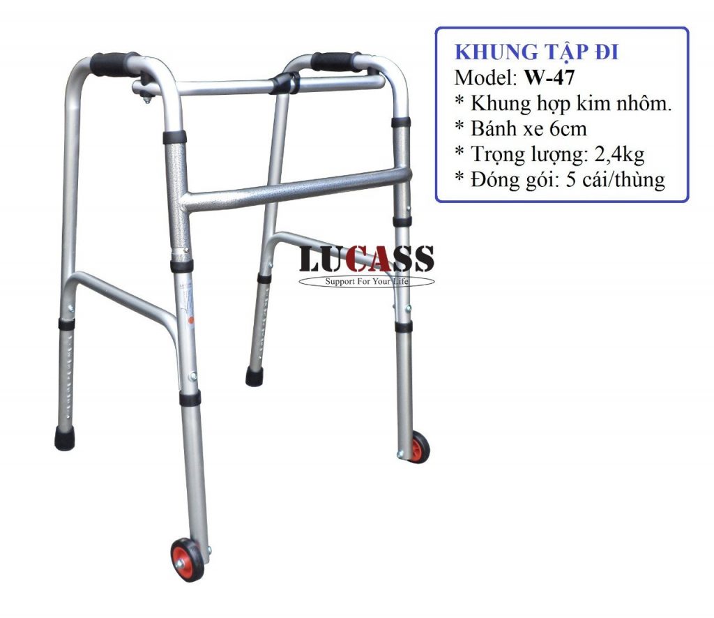 Khung tập đi hợp kim nhôm Lucass bánh nhỏ