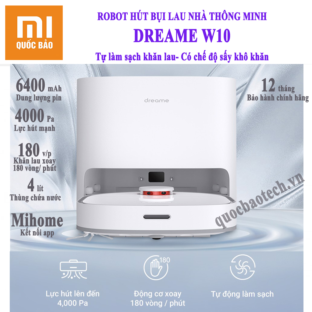 ROBOT HÚT BỤI LAU NHÀ TỰ LÀM SẠCH SÀN XIAOMI DREAME W10- BẢO HÀNH 1 NĂM CHÍNH HÃNG