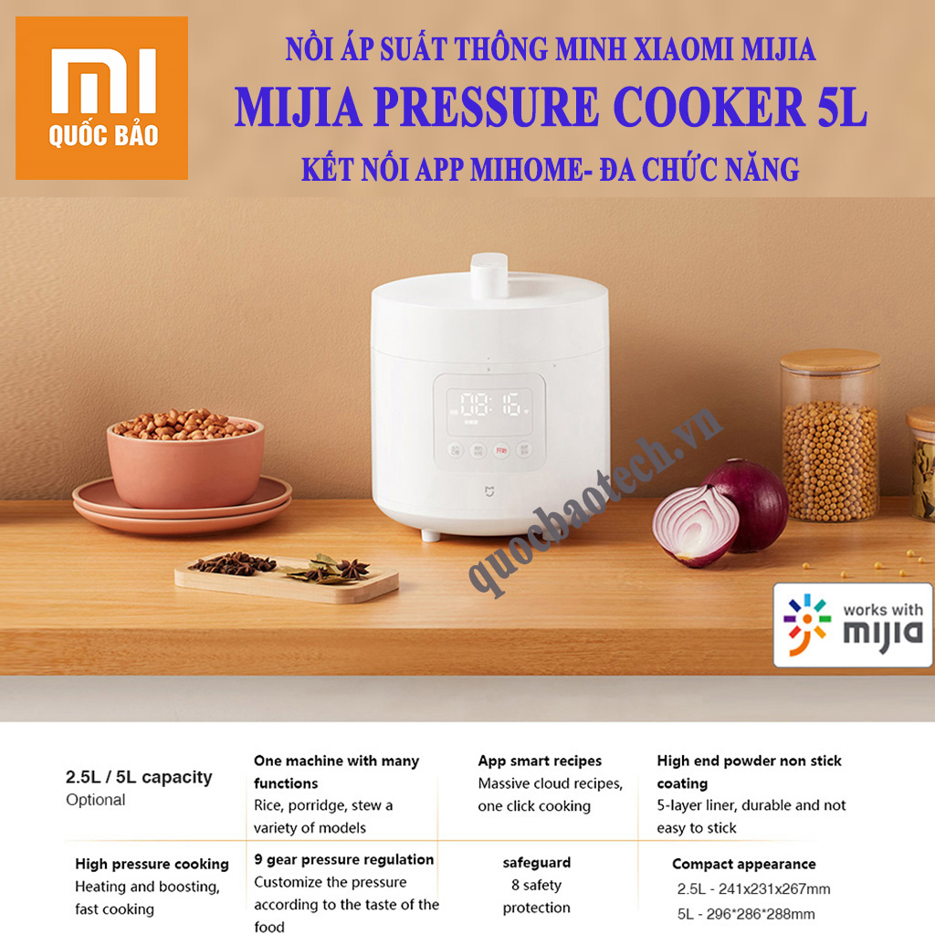 Nồi áp suất thông minh Xiaomi Mijia Intelligent Pressure Cooker 5L - Đa chế độ, kết nối APP MIHOME