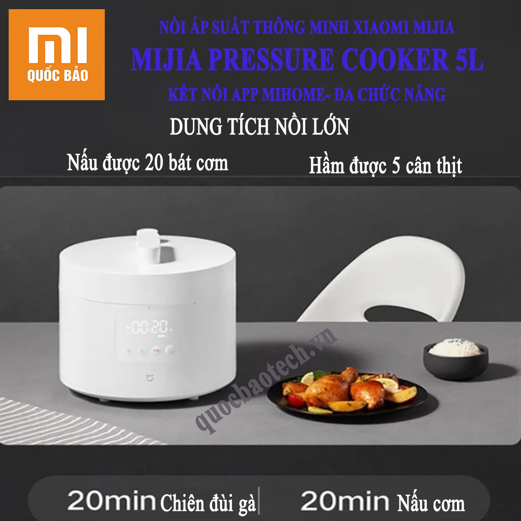 Nồi áp suất thông minh Xiaomi Mijia Intelligent Pressure Cooker 5L - Đa chế độ, kết nối APP MIHOME