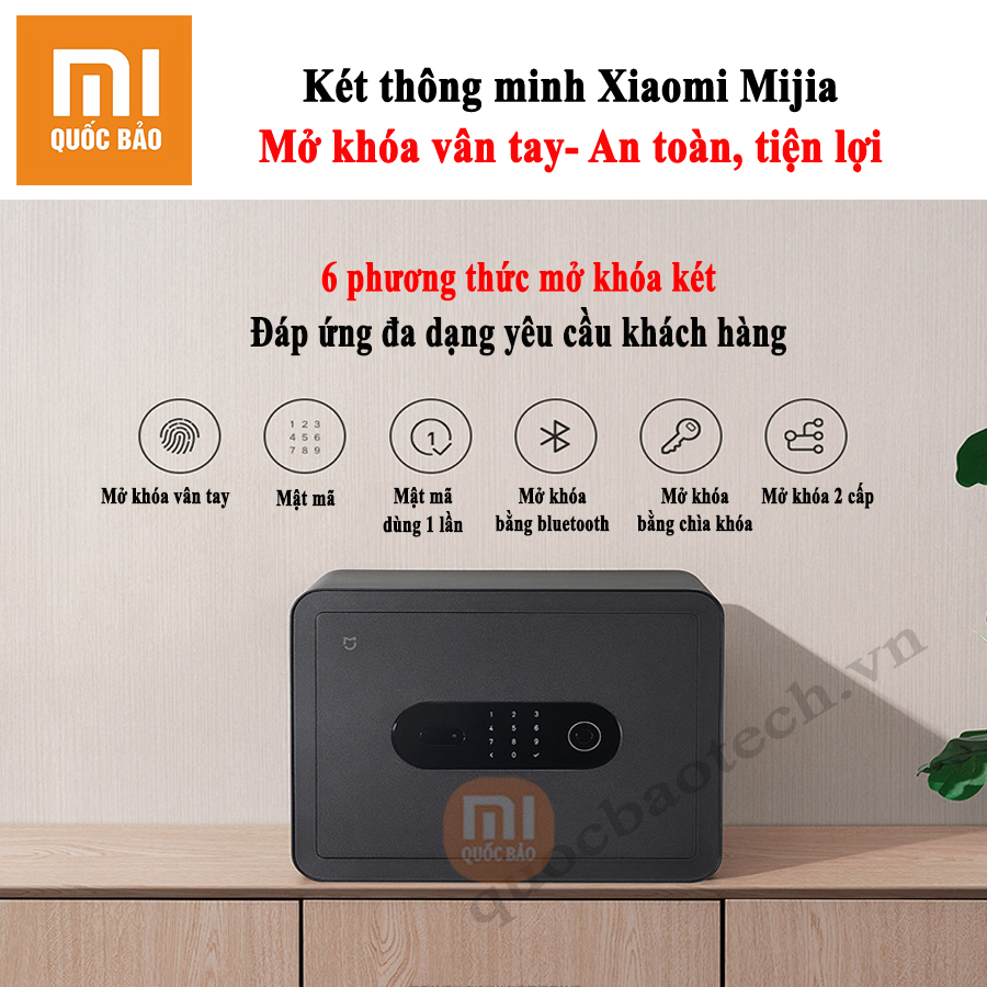 Két sắt thông minh Xiaomi Mijia Smart Safe Deposit Box, Khóa mật mã, khóa điện tử vân tay, Mở khóa qua app Mihome